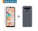 Pack 2 En 1 Funda Gel Transparente + Protector Cristal Templado para Lg K41s