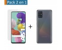 Pack 2 En 1 Funda Gel Transparente + Protector Cristal Templado para Samsung Galaxy A51 5G