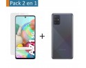 Pack 2 En 1 Funda Gel Transparente + Protector Cristal Templado para Samsung Galaxy A71 5G