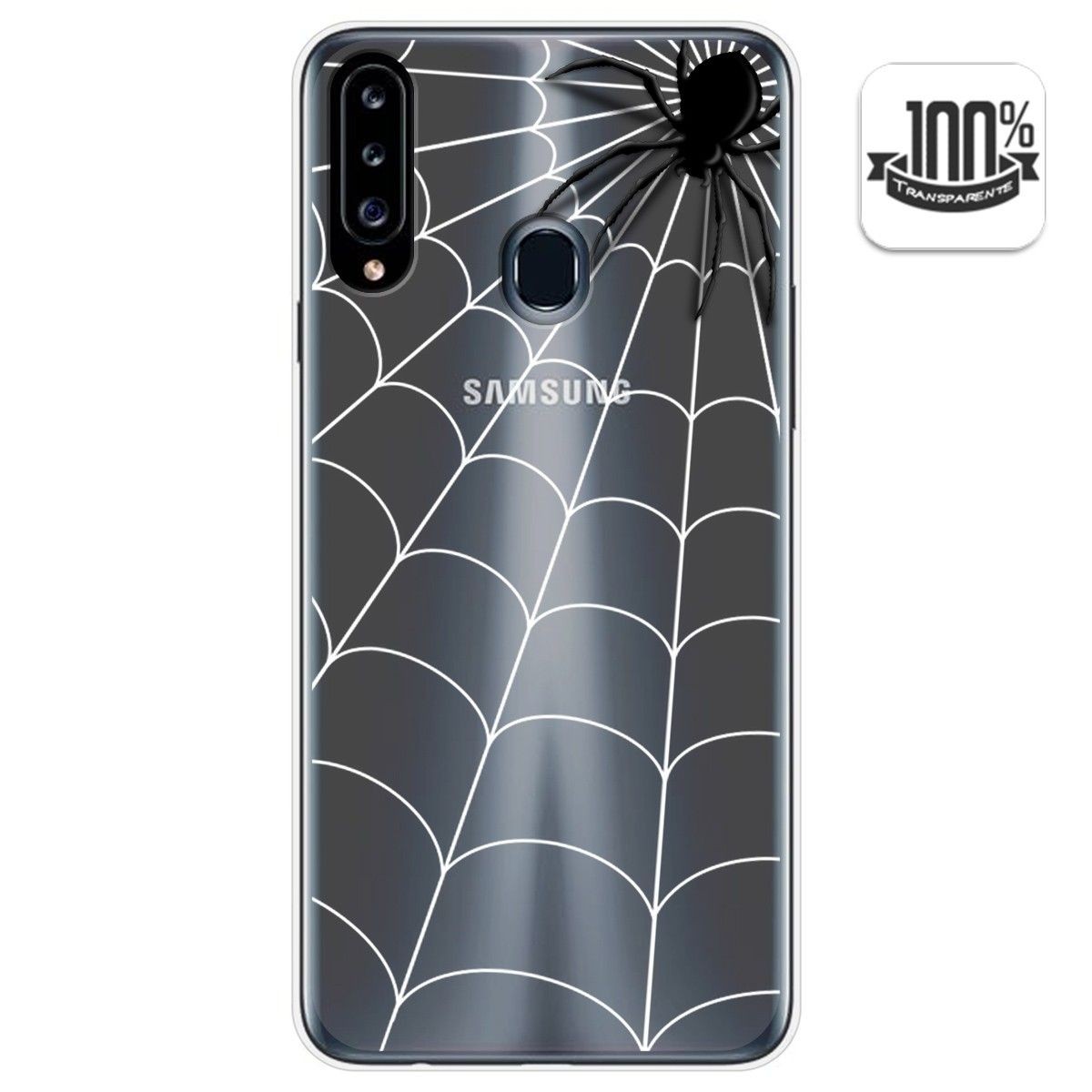 Funda Gel Transparente para Samsung Galaxy A20s diseño Araña Dibujos
