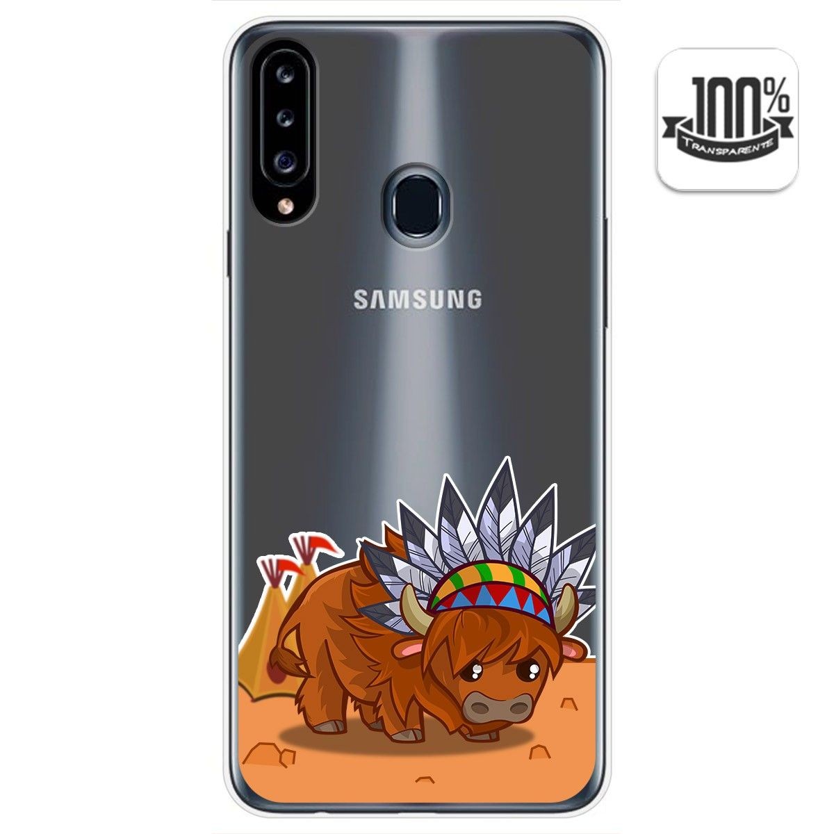 Funda Gel Transparente para Samsung Galaxy A20s diseño Bufalo Dibujos