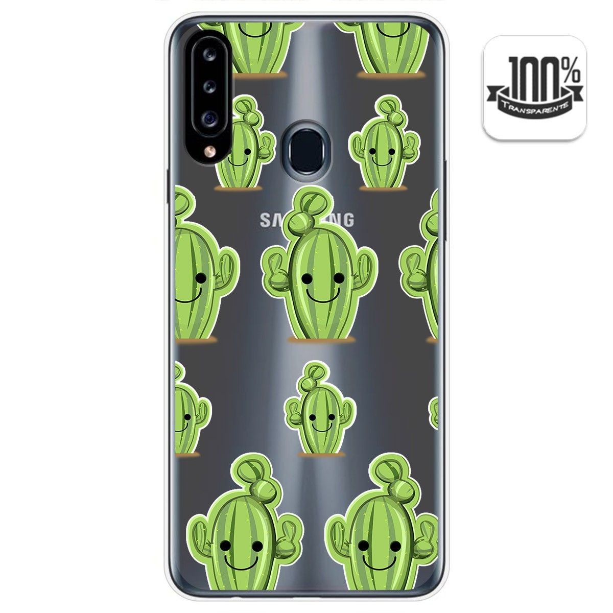 Funda Gel Transparente para Samsung Galaxy A20s diseño Cactus Dibujos