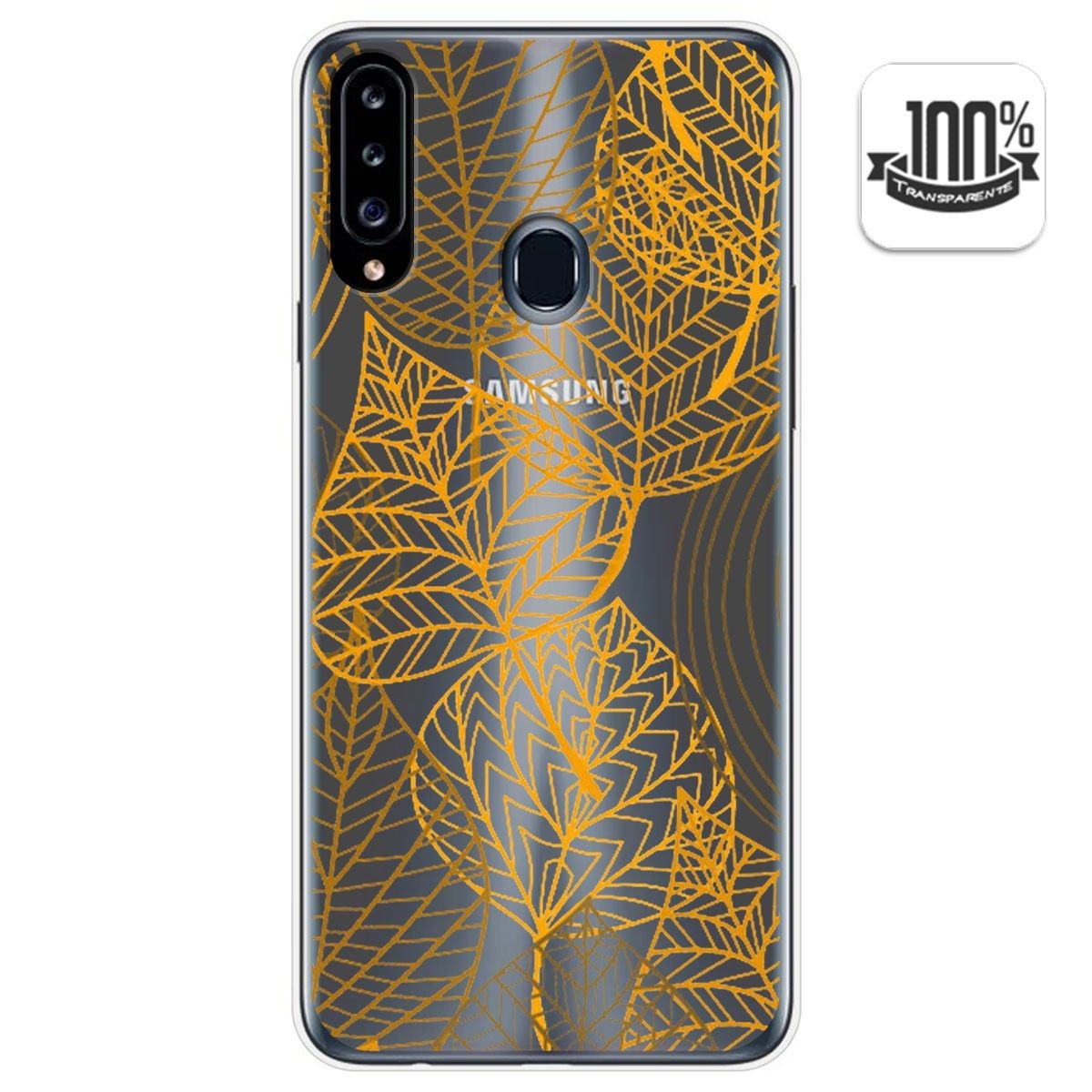 Funda Gel Transparente para Samsung Galaxy A20s diseño Hojas Dibujos