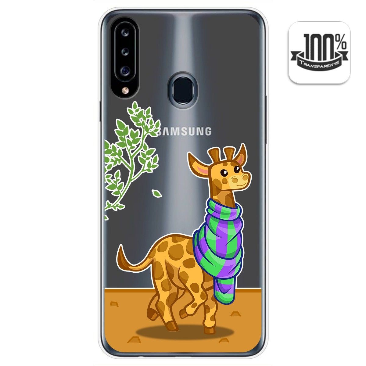 Funda Gel Transparente para Samsung Galaxy A20s diseño Jirafa Dibujos