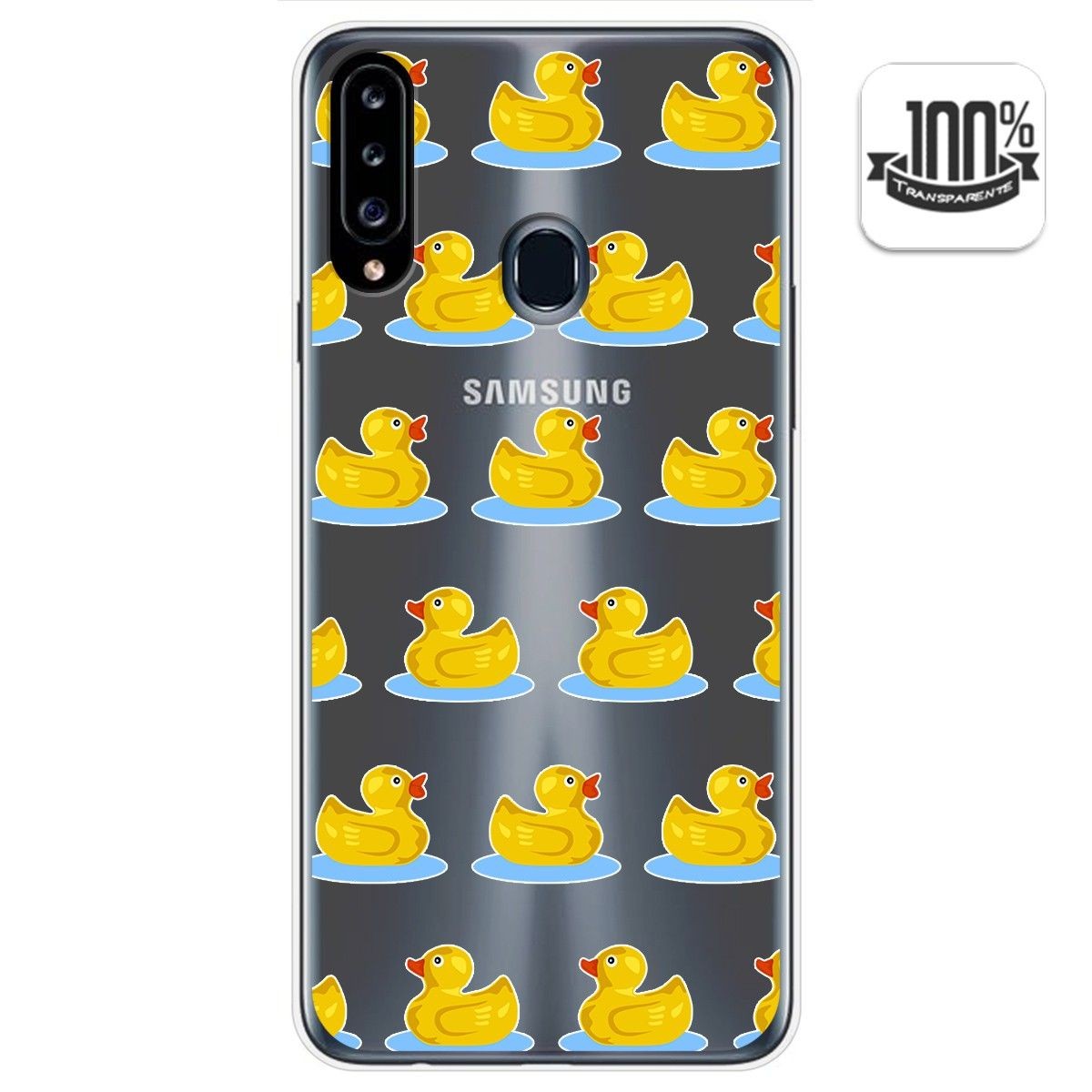Funda Gel Transparente para Samsung Galaxy A20s diseño Pato Dibujos