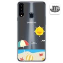Funda Gel Transparente para Samsung Galaxy A20s diseño Playa Dibujos