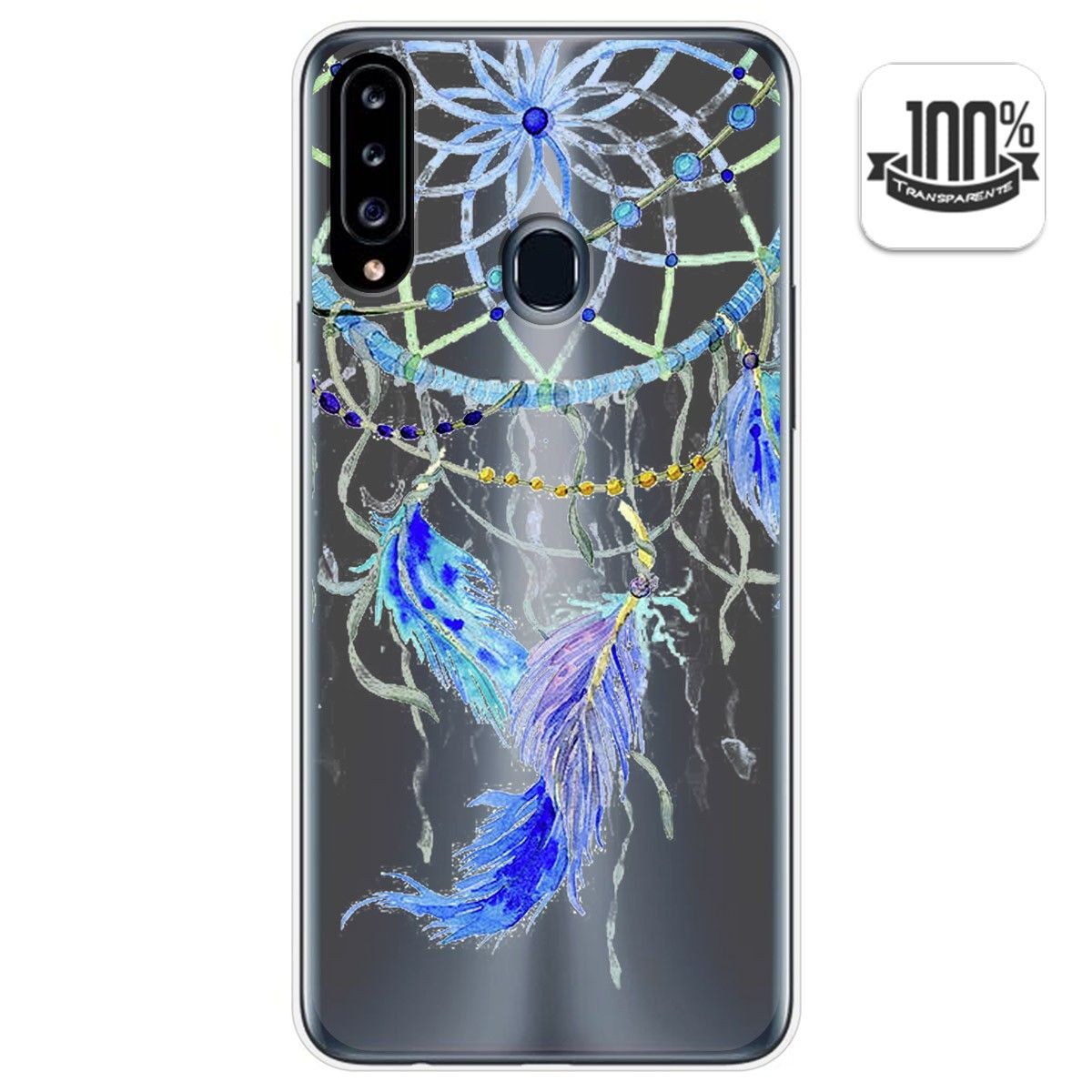 Funda Gel Transparente para Samsung Galaxy A20s diseño Plumas Dibujos