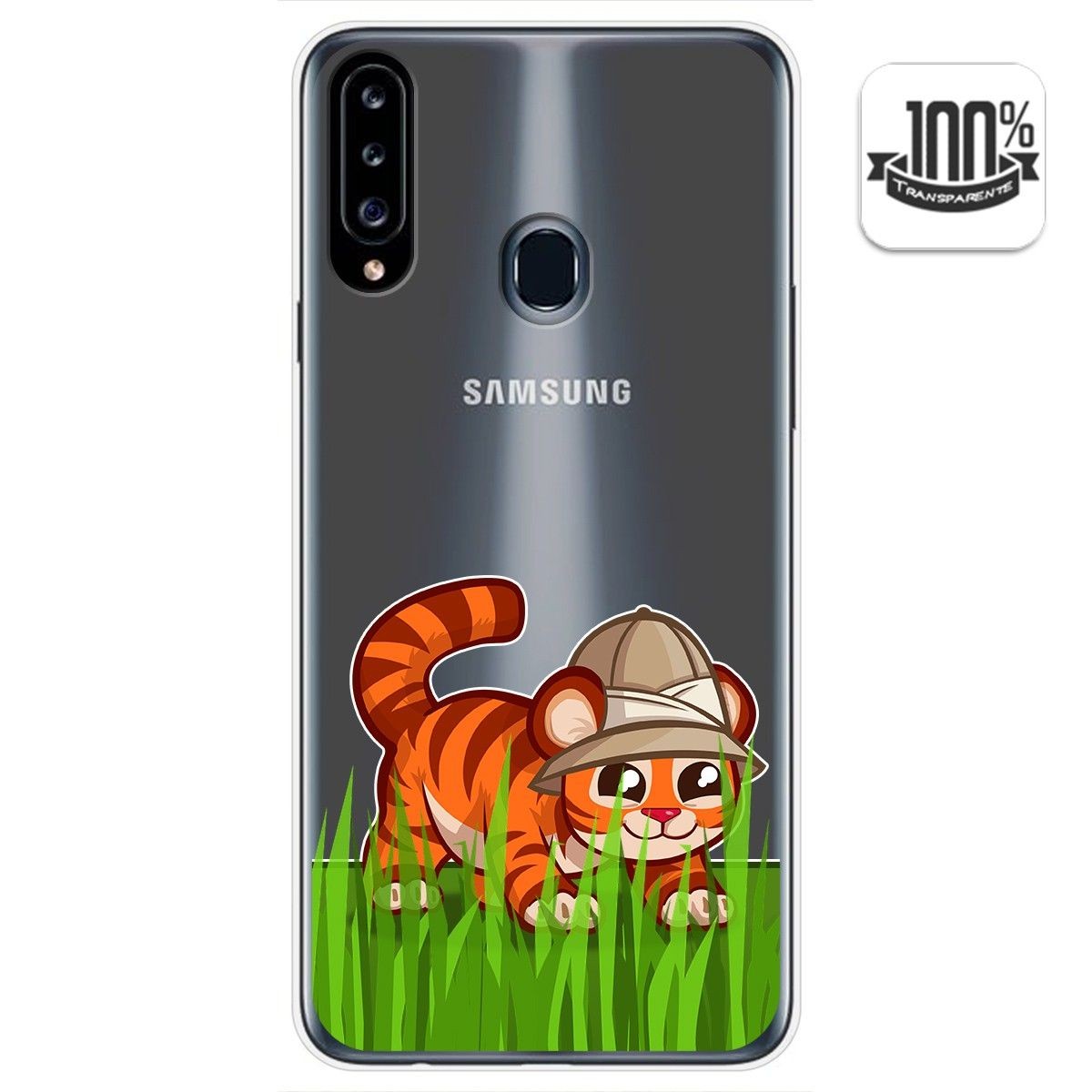 Funda Gel Transparente para Samsung Galaxy A20s diseño Tigre Dibujos