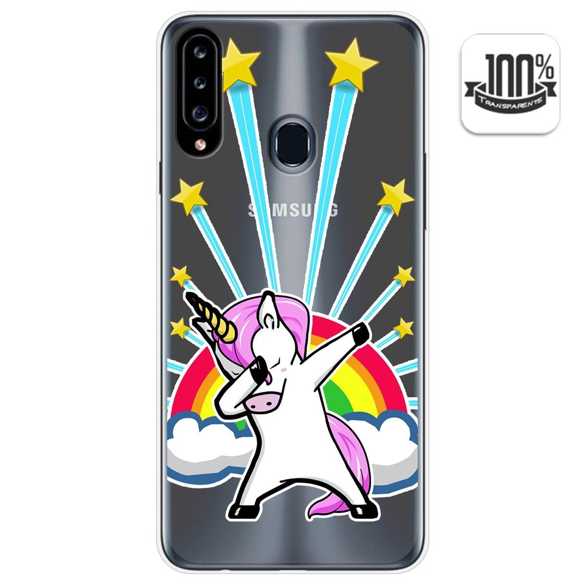 Funda Gel Transparente para Samsung Galaxy A20s diseño Unicornio Dibujos