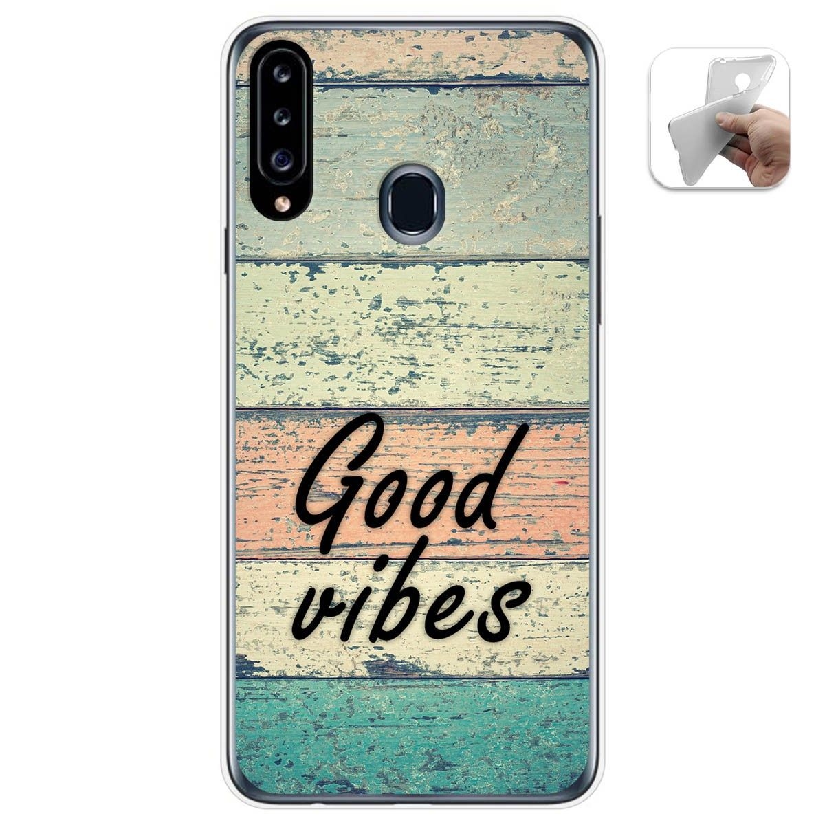 Funda Gel Tpu para Samsung Galaxy A20s diseño Madera 01 Dibujos