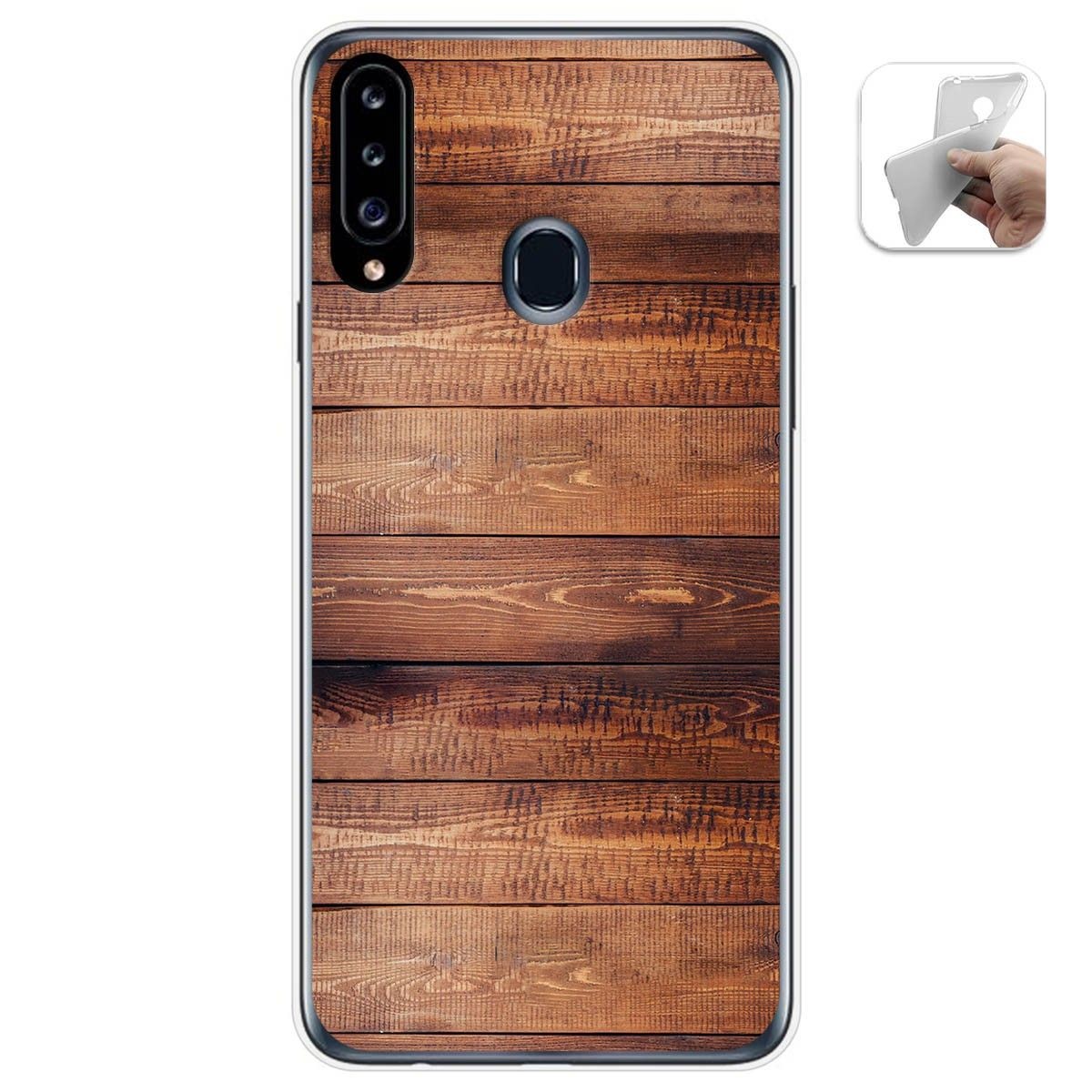 Funda Gel Tpu para Samsung Galaxy A20s diseño Madera 02 Dibujos