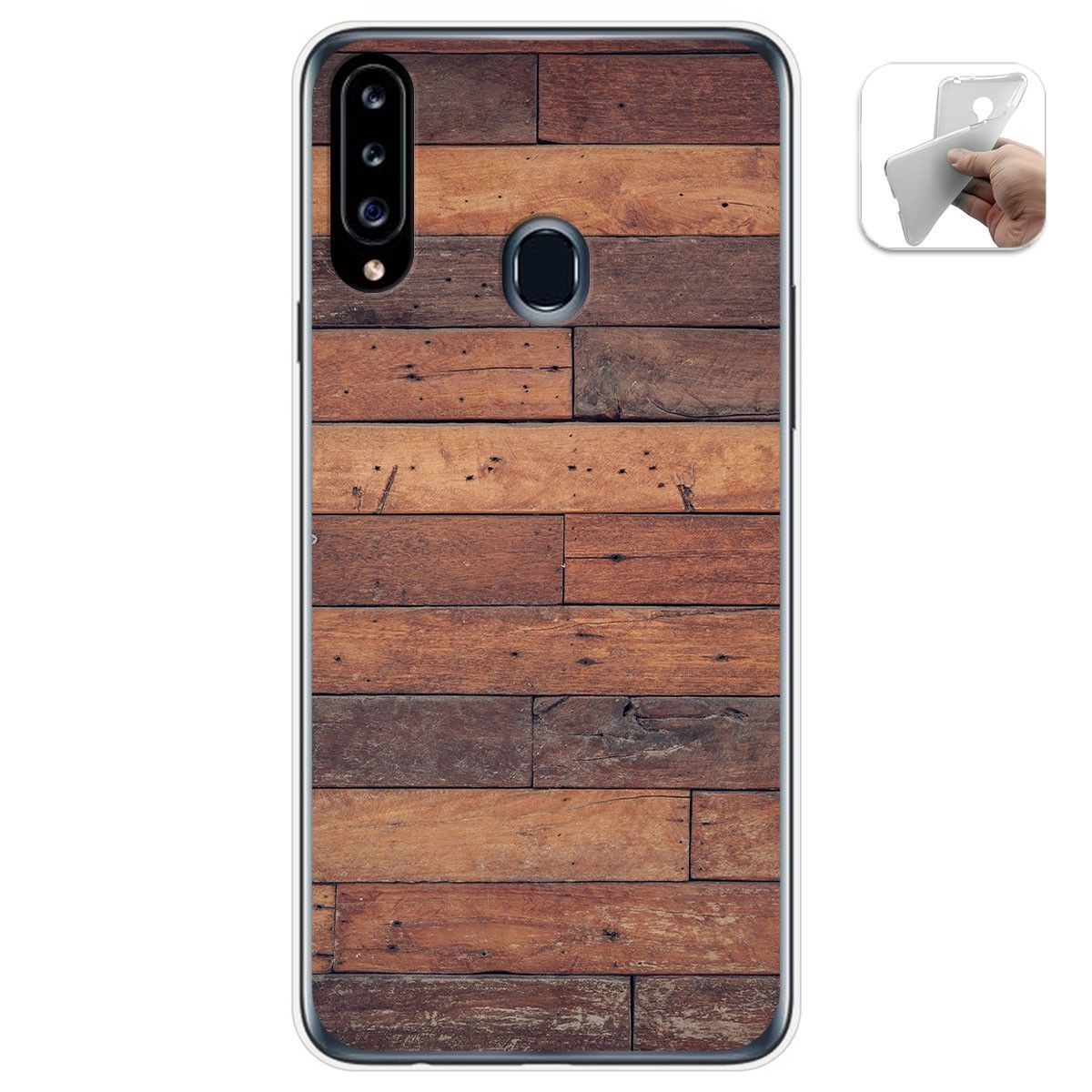Funda Gel Tpu para Samsung Galaxy A20s diseño Madera 03 Dibujos
