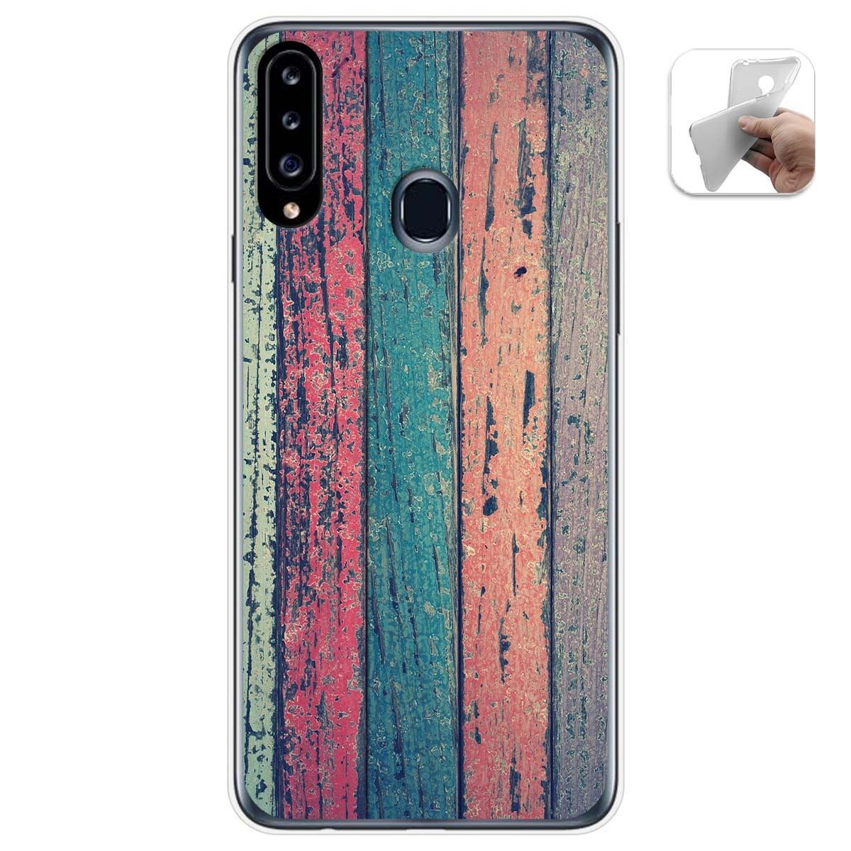 Funda Gel Tpu para Samsung Galaxy A20s diseño Madera 10 Dibujos