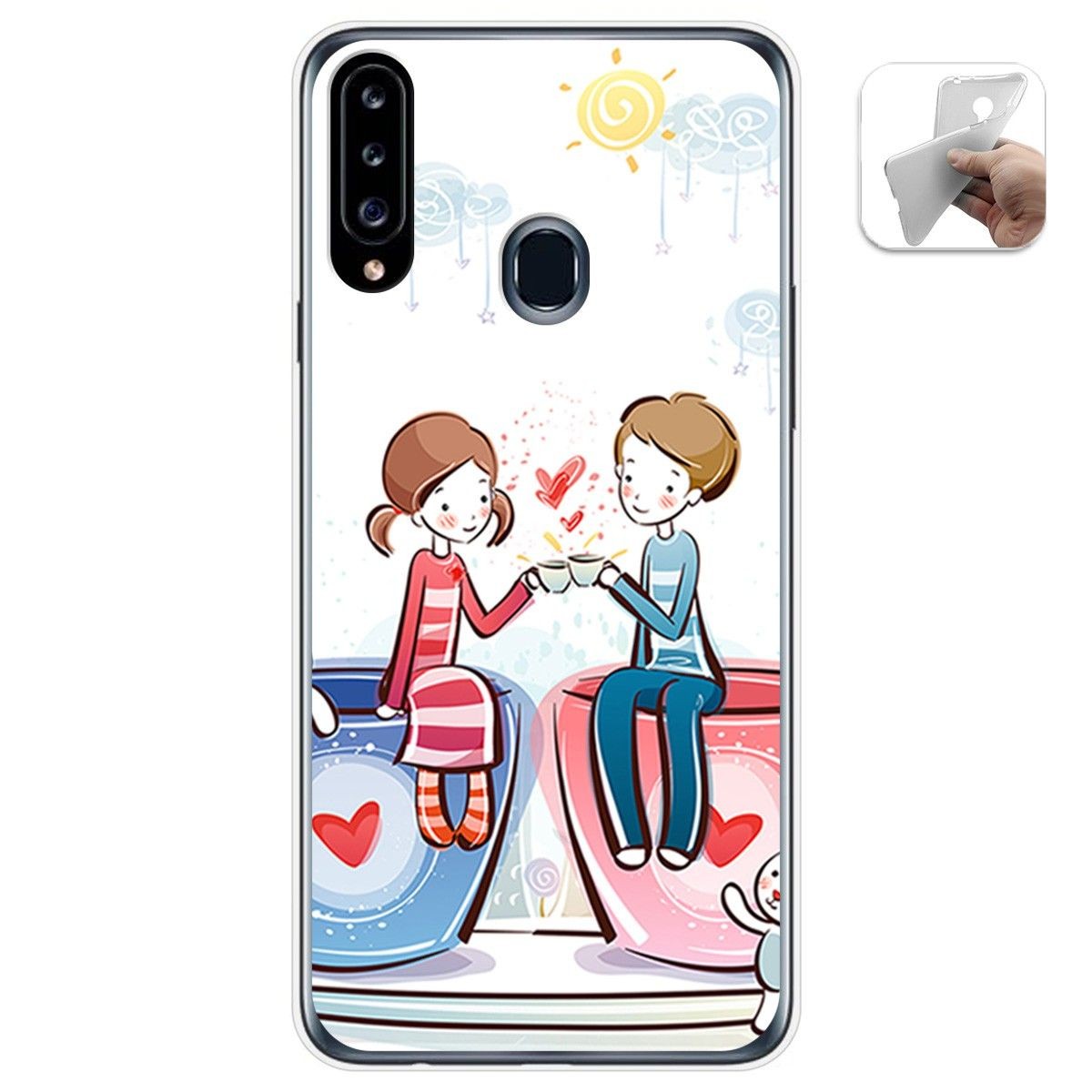 Funda Gel Tpu para Samsung Galaxy A20s diseño Café Dibujos