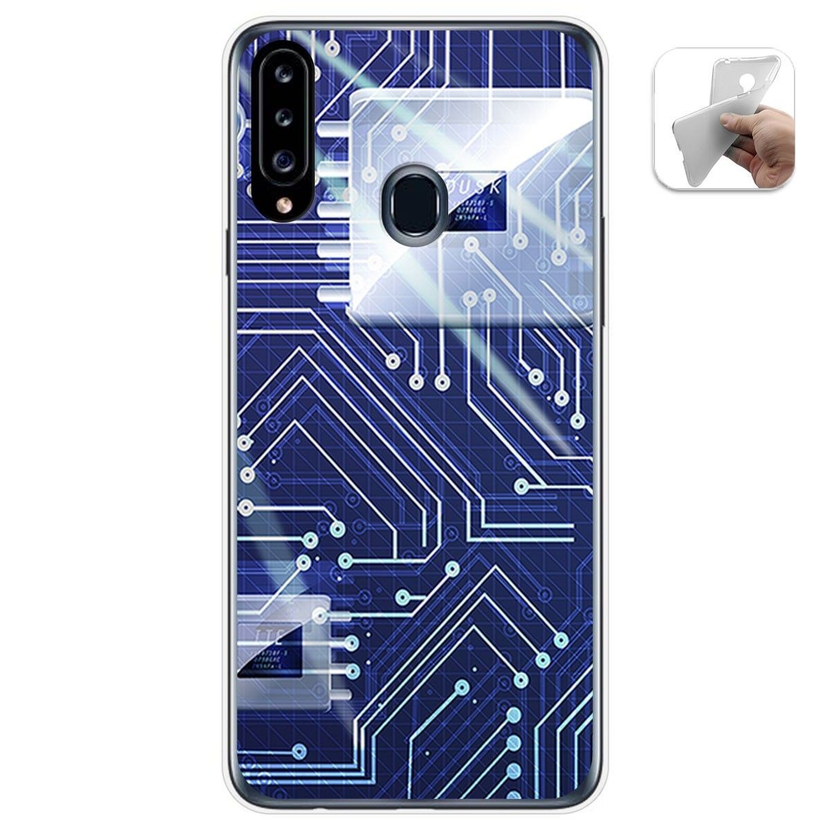 Funda Gel Tpu para Samsung Galaxy A20s diseño Circuito Dibujos