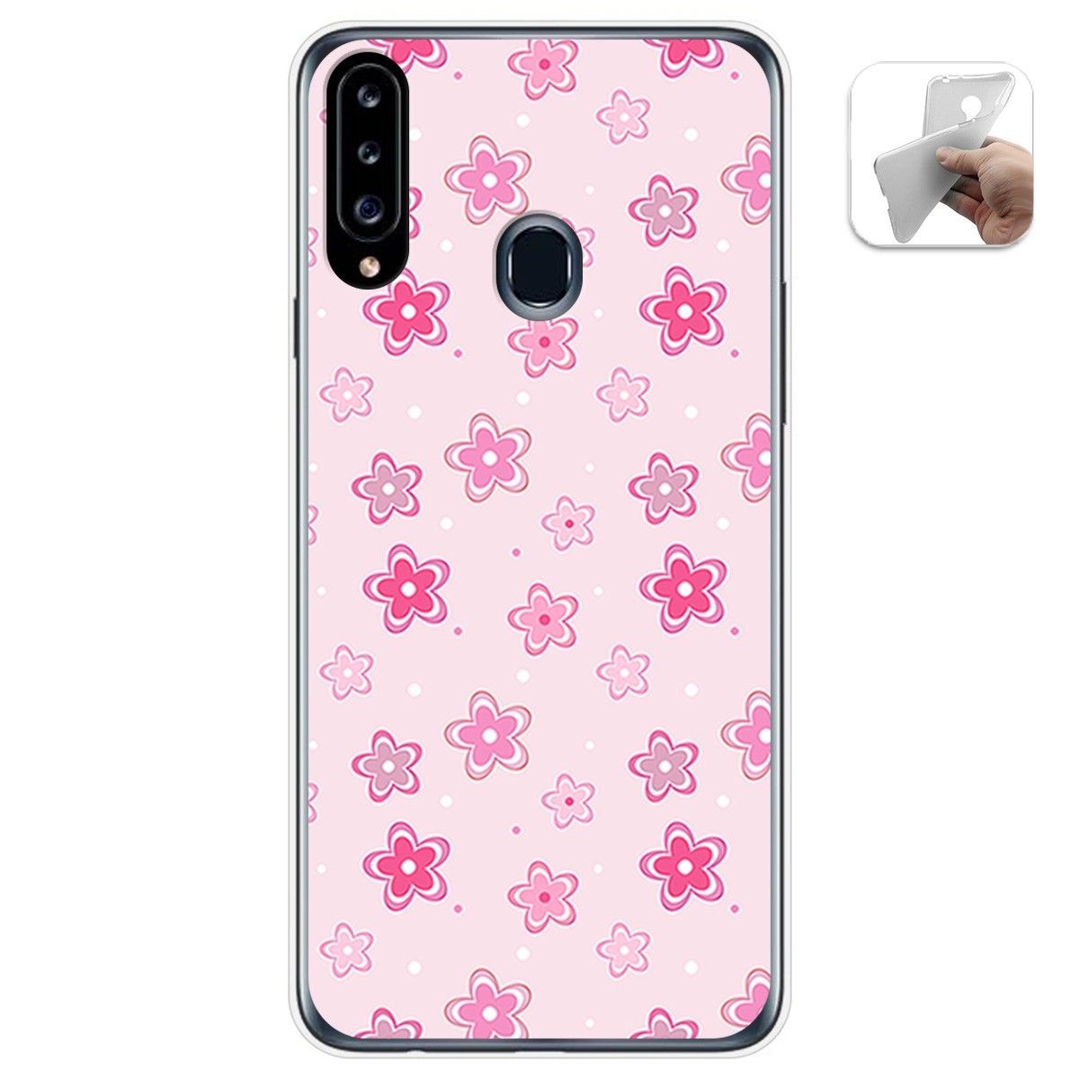 Funda Gel Tpu para Samsung Galaxy A20s diseño Flores Dibujos