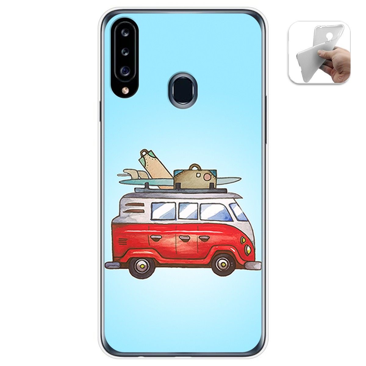Funda Gel Tpu para Samsung Galaxy A20s diseño Furgoneta Dibujos