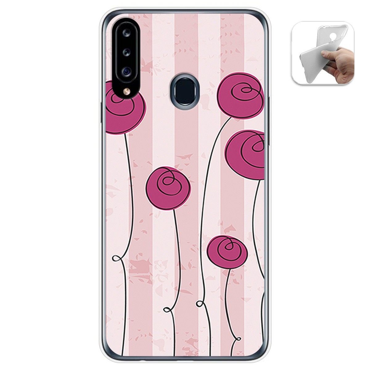 Funda Gel Tpu para Samsung Galaxy A20s diseño Flores Vintage Dibujos