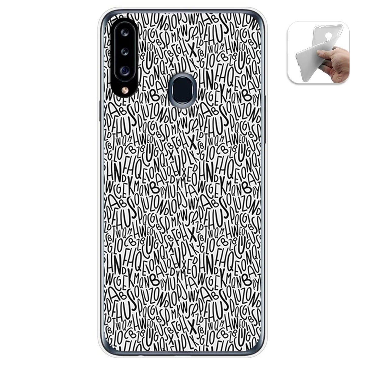 Funda Gel Tpu para Samsung Galaxy A20s diseño Letras Dibujos
