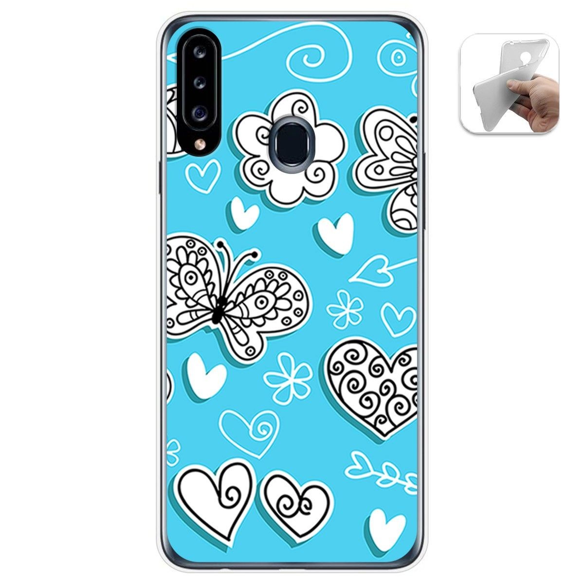 Funda Gel Tpu para Samsung Galaxy A20s diseño Mariposas Dibujos