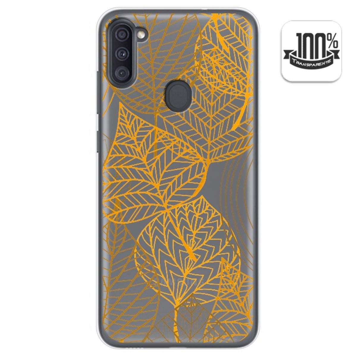 Funda Gel Transparente para Samsung Galaxy A11 / M11 diseño Hojas Dibujos