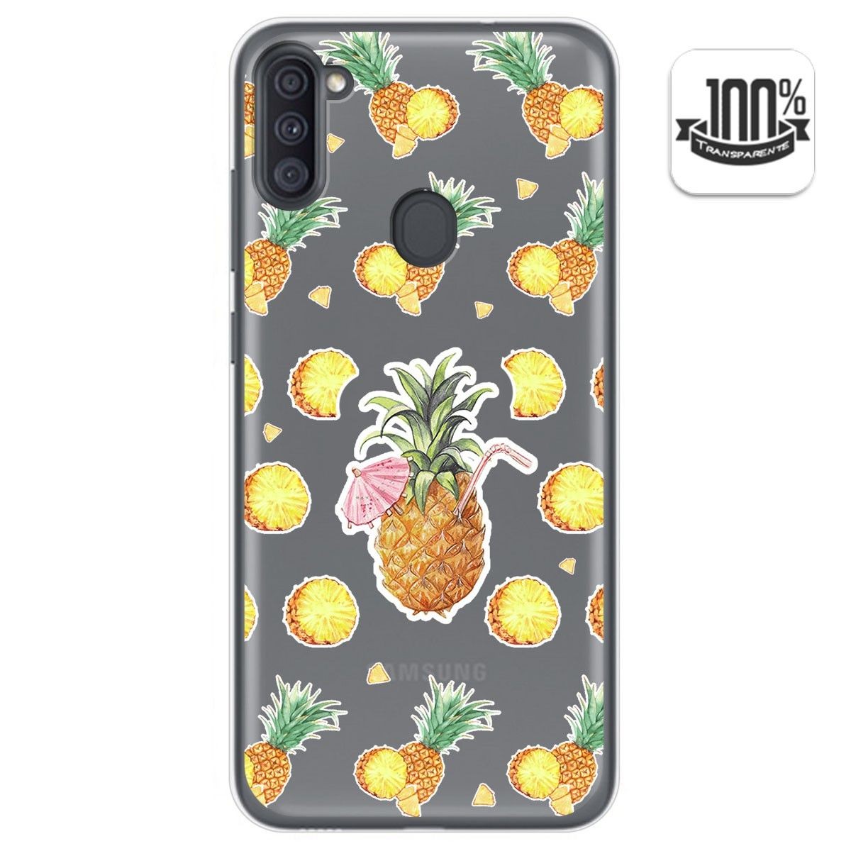Funda Gel Transparente para Samsung Galaxy A11 / M11 diseño Piña Dibujos
