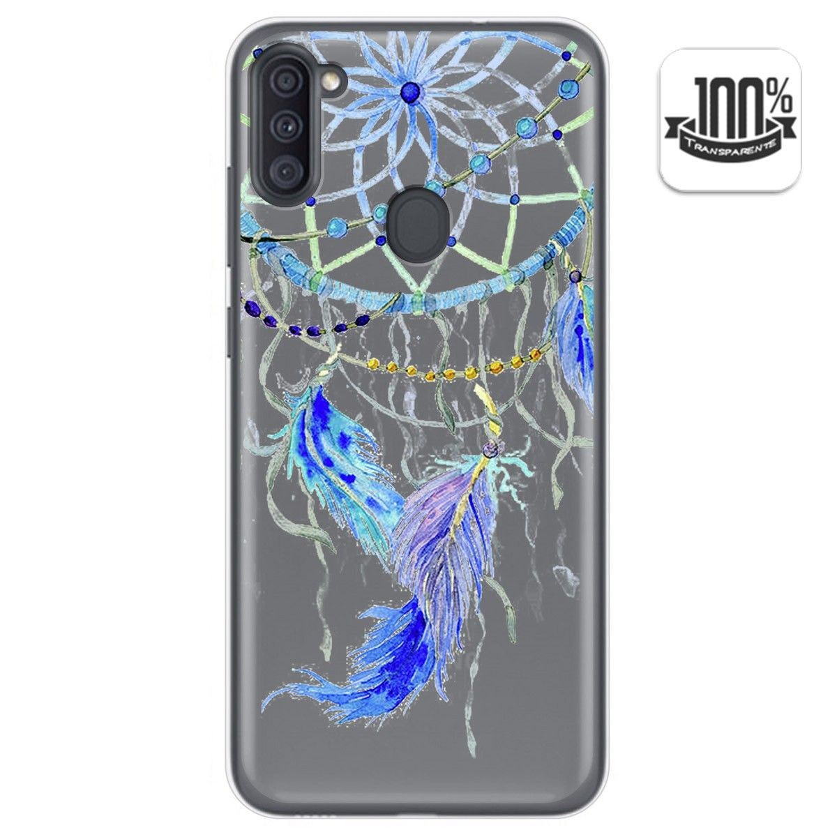 Funda Gel Transparente para Samsung Galaxy A11 / M11 diseño Plumas Dibujos