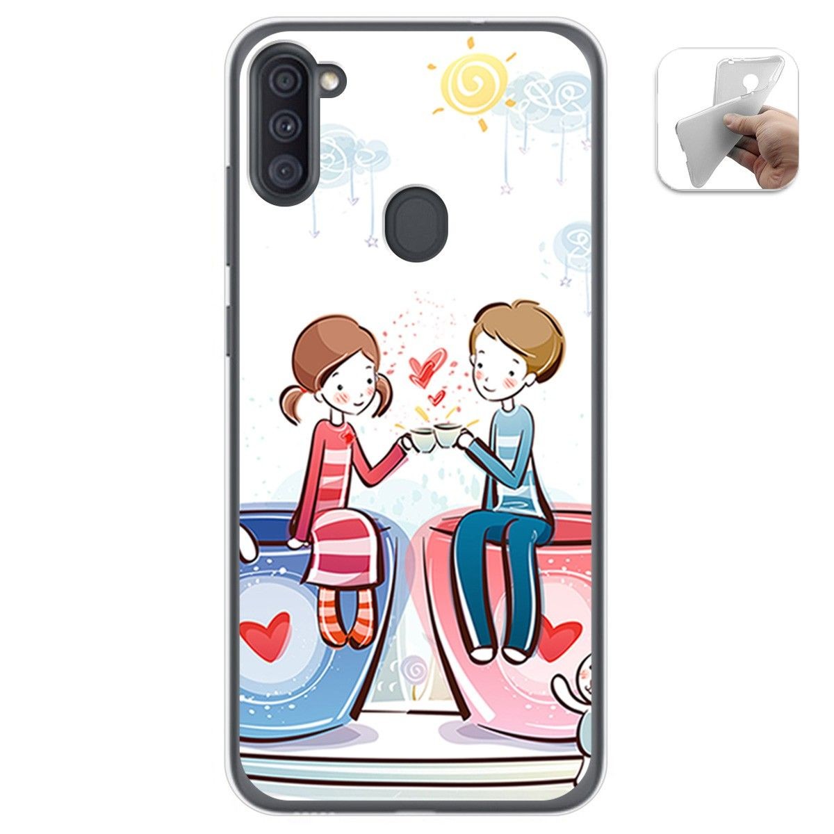 Funda Gel Tpu para Samsung Galaxy A11 / M11 diseño Café Dibujos