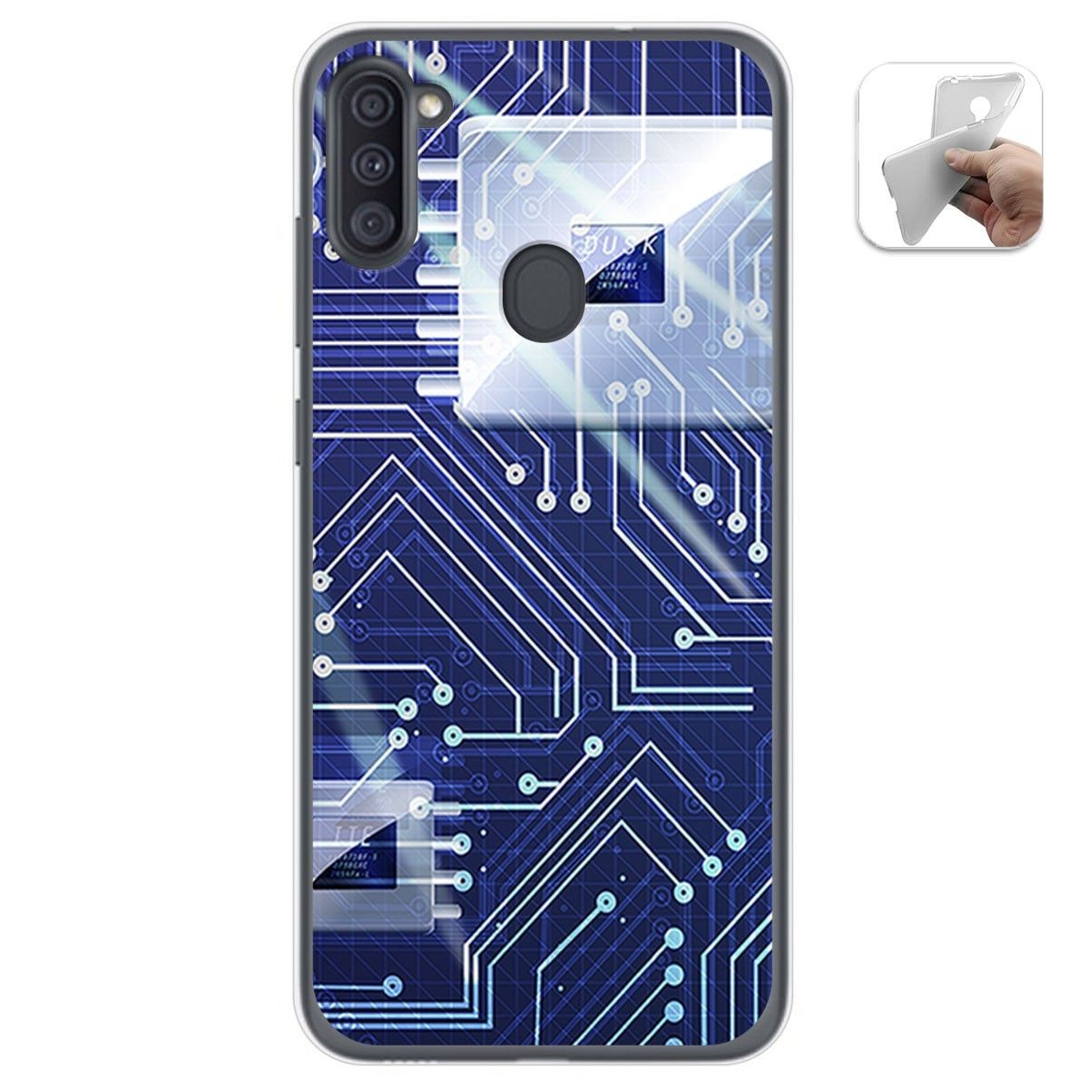 Funda Gel Tpu para Samsung Galaxy A11 / M11 diseño Circuito Dibujos