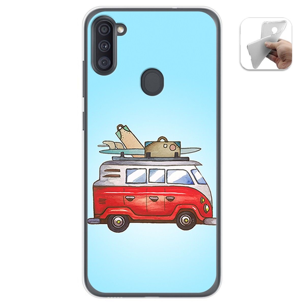 Funda Gel Tpu para Samsung Galaxy A11 / M11 diseño Furgoneta Dibujos