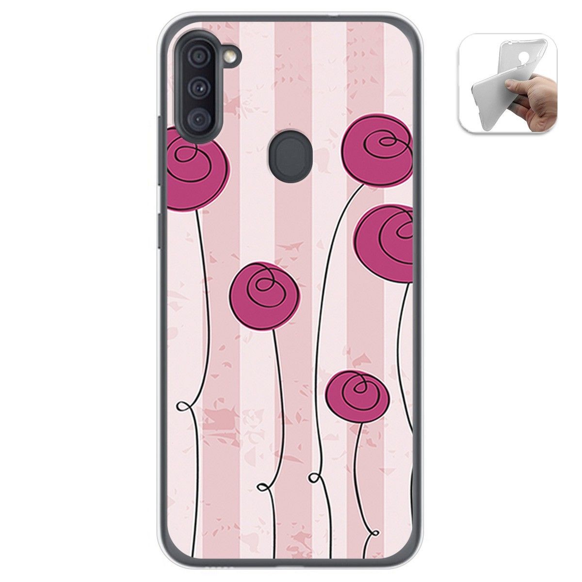 Funda Gel Tpu para Samsung Galaxy A11 / M11 diseño Flores Vintage Dibujos