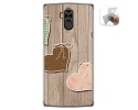 Funda Gel Tpu para Doogee N100 diseño Corazones Madera Dibujos