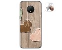 Funda Gel Tpu para Doogee X95 diseño Corazones Madera Dibujos