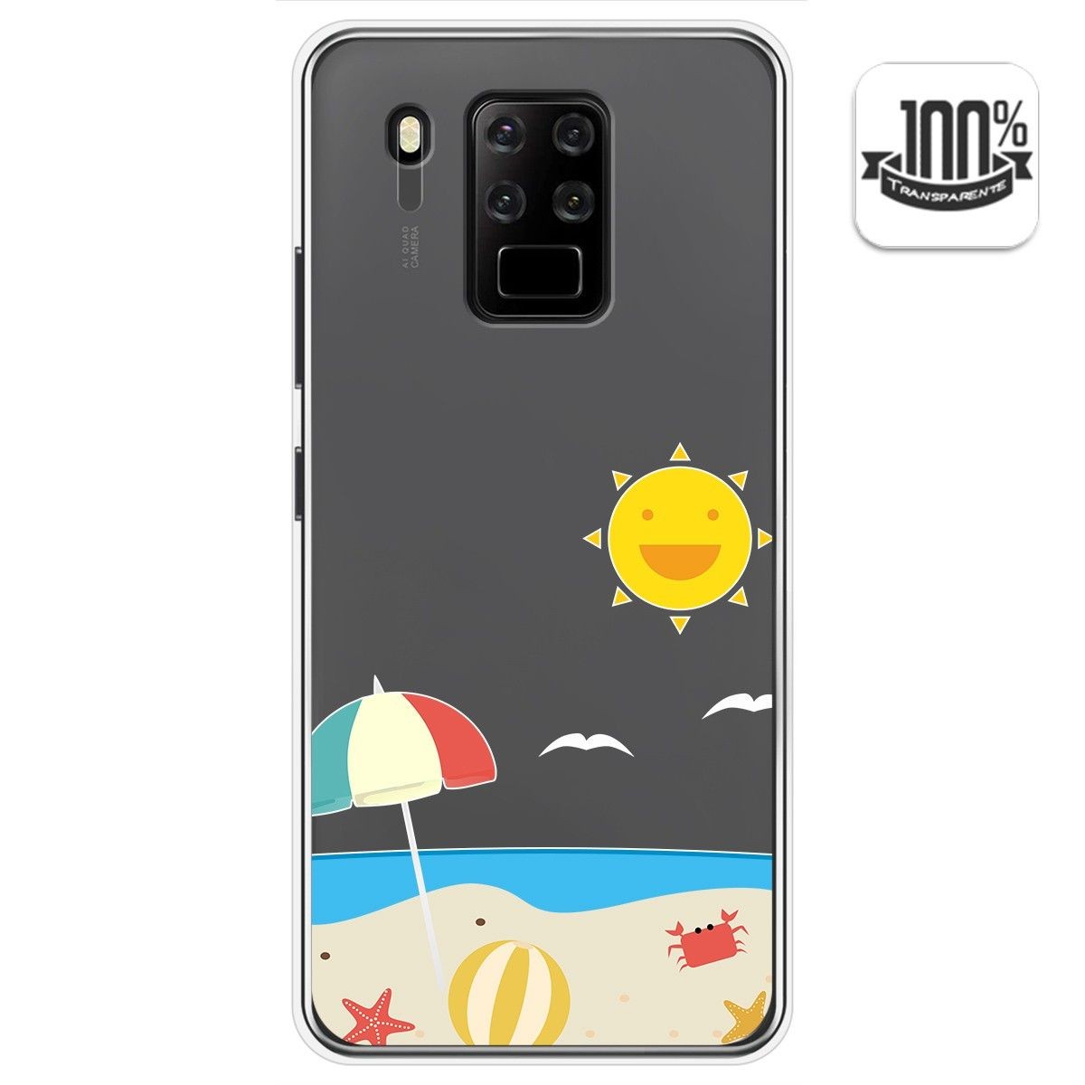 Funda Gel Transparente para Oukitel C18 Pro diseño Playa Dibujos