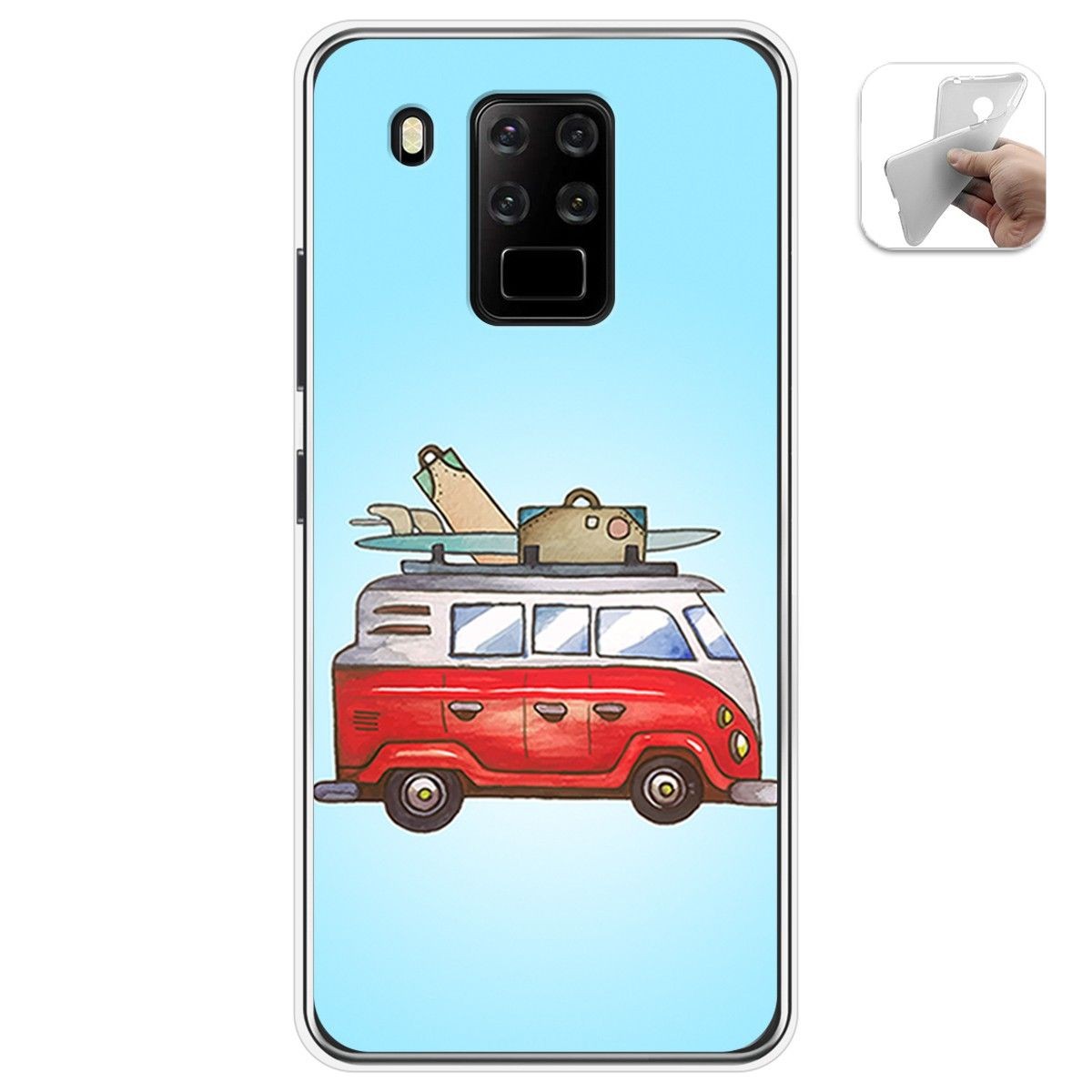 Funda Gel Tpu para Oukitel C18 Pro diseño Furgoneta Dibujos