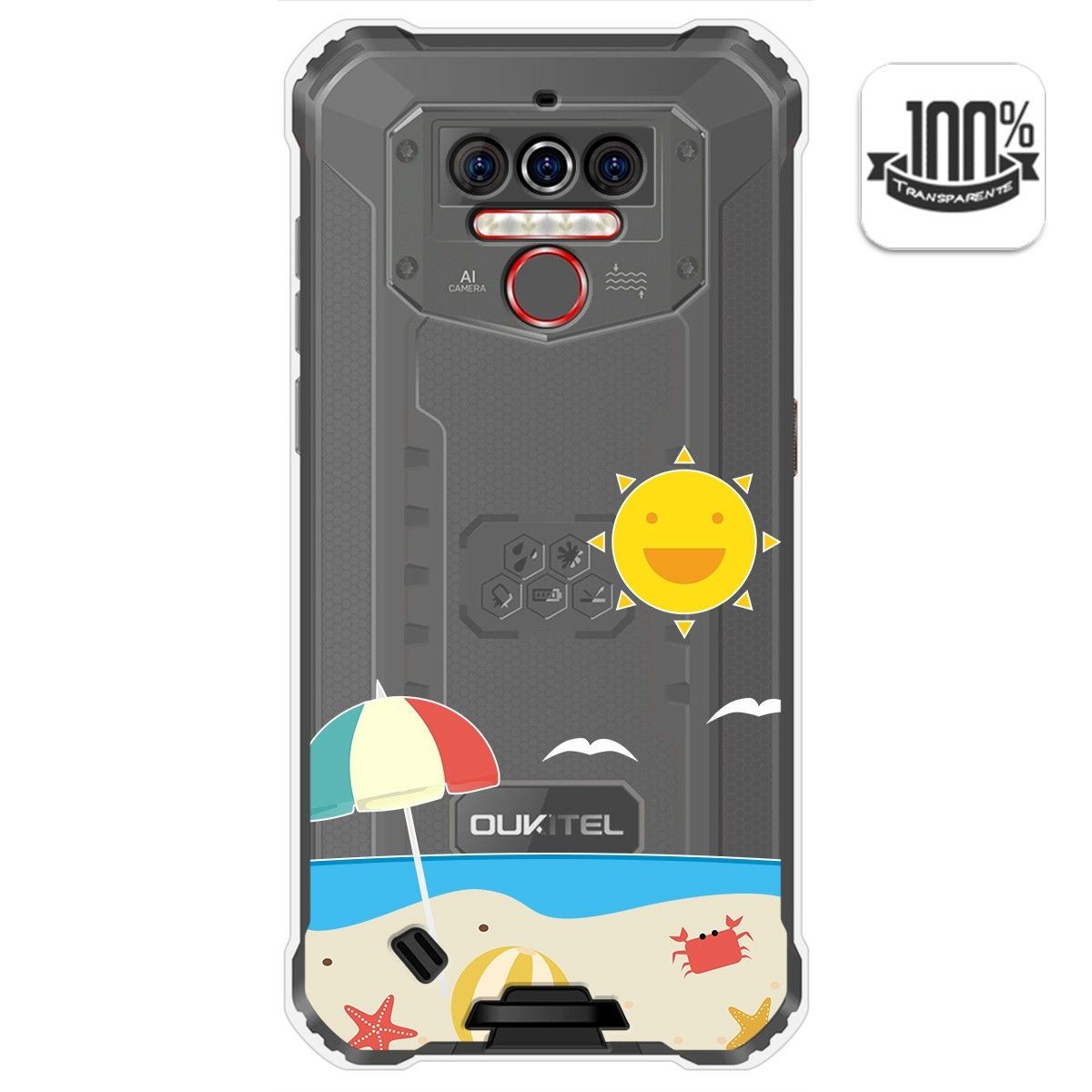 Funda Gel Transparente para Oukitel Wp5 diseño Playa Dibujos