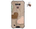 Funda Gel Tpu para Oukitel Wp5 diseño Corazones Madera Dibujos
