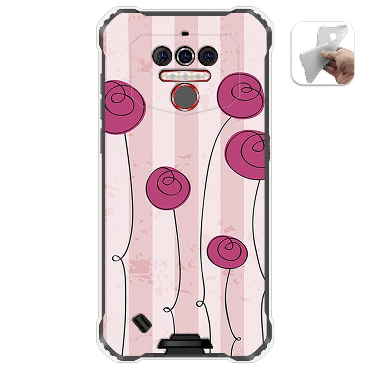 Funda Gel Tpu para Oukitel Wp5 diseño Flores Vintage Dibujos
