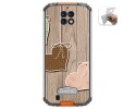 Funda Gel Tpu para Oukitel Wp6 diseño Corazones Madera Dibujos