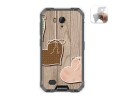 Funda Gel Tpu para Ulefone Armor X6 diseño Corazones Madera Dibujos