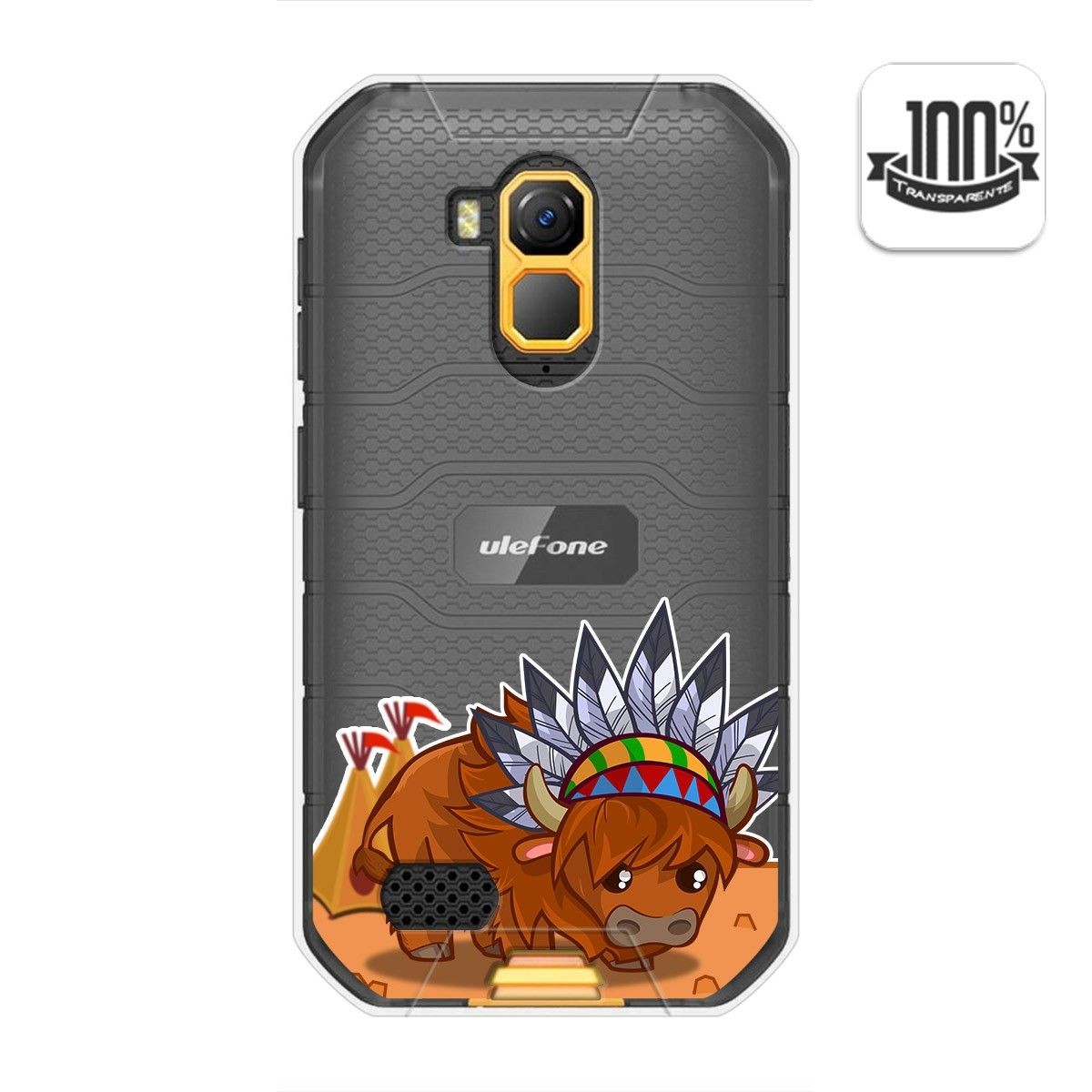 Funda Gel Transparente para Ulefone Armor X7 / X7 Pro diseño Bufalo Dibujos