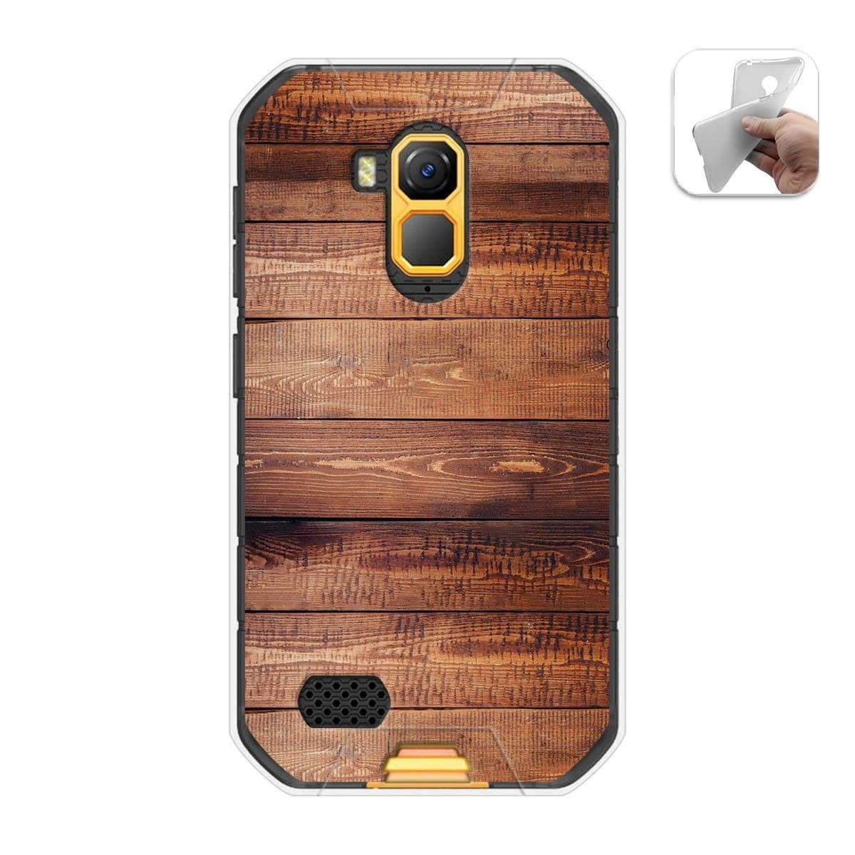 Funda Gel Tpu para Ulefone Armor X7 / X7 Pro diseño Madera 02 Dibujos
