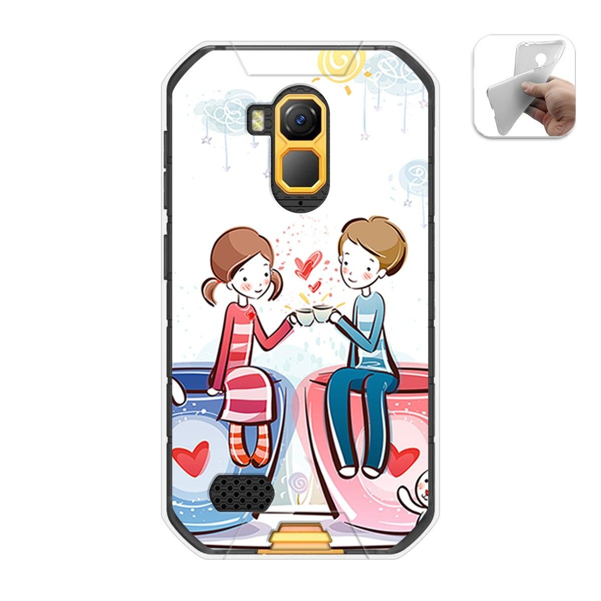 Funda Gel Tpu para Ulefone Armor X7 / X7 Pro diseño Café Dibujos