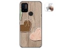 Funda Gel Tpu para Umidigi A7 Pro diseño Corazones Madera Dibujos