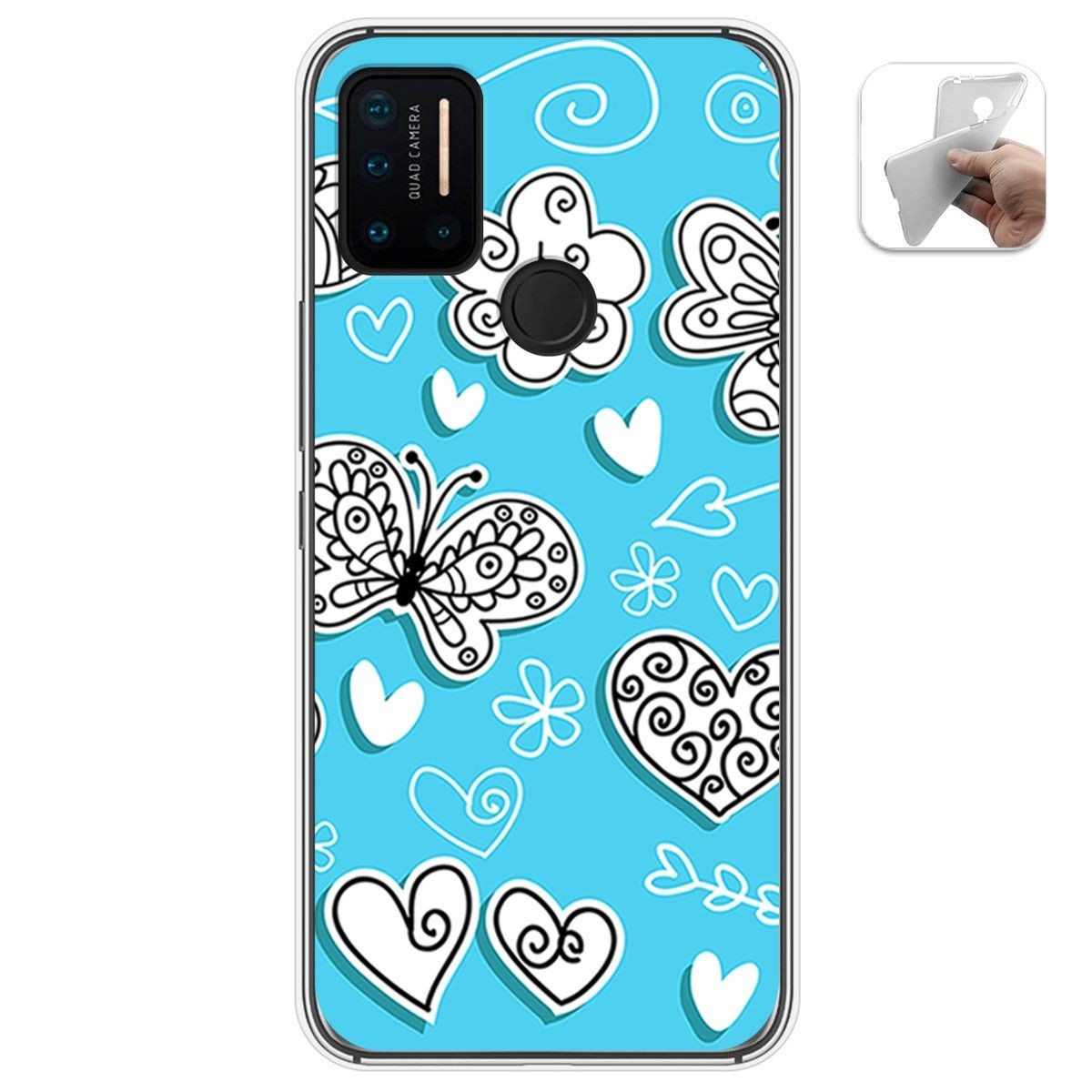 Funda Gel Tpu para Umidigi A7 Pro diseño Mariposas Dibujos