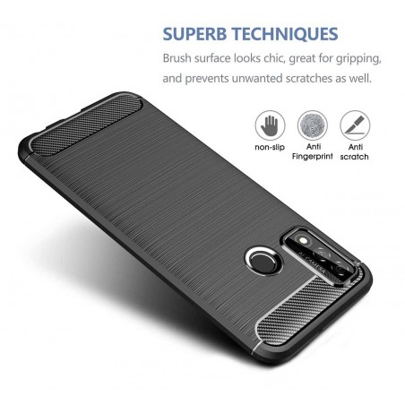 Funda Gel Tpu Tipo Carbon Negra para Huawei P Smart 2020