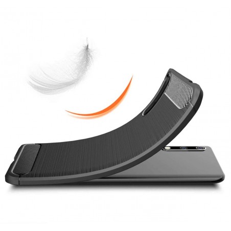 Funda Gel Tpu Tipo Carbon Negra para Huawei P Smart S / Y8p