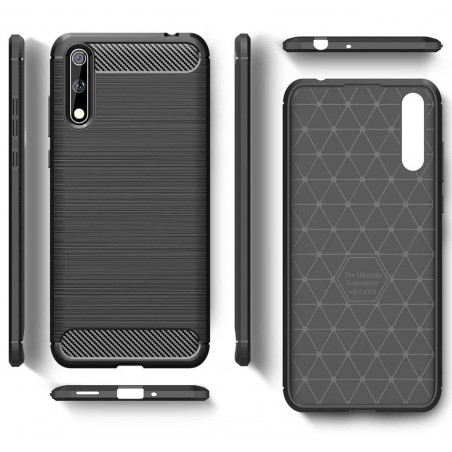 Funda Gel Tpu Tipo Carbon Negra para Huawei P Smart S / Y8p
