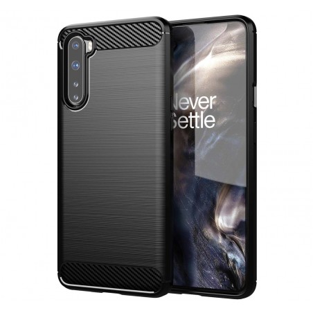 Funda Gel Tpu Tipo Carbon Negra para OnePlus Nord