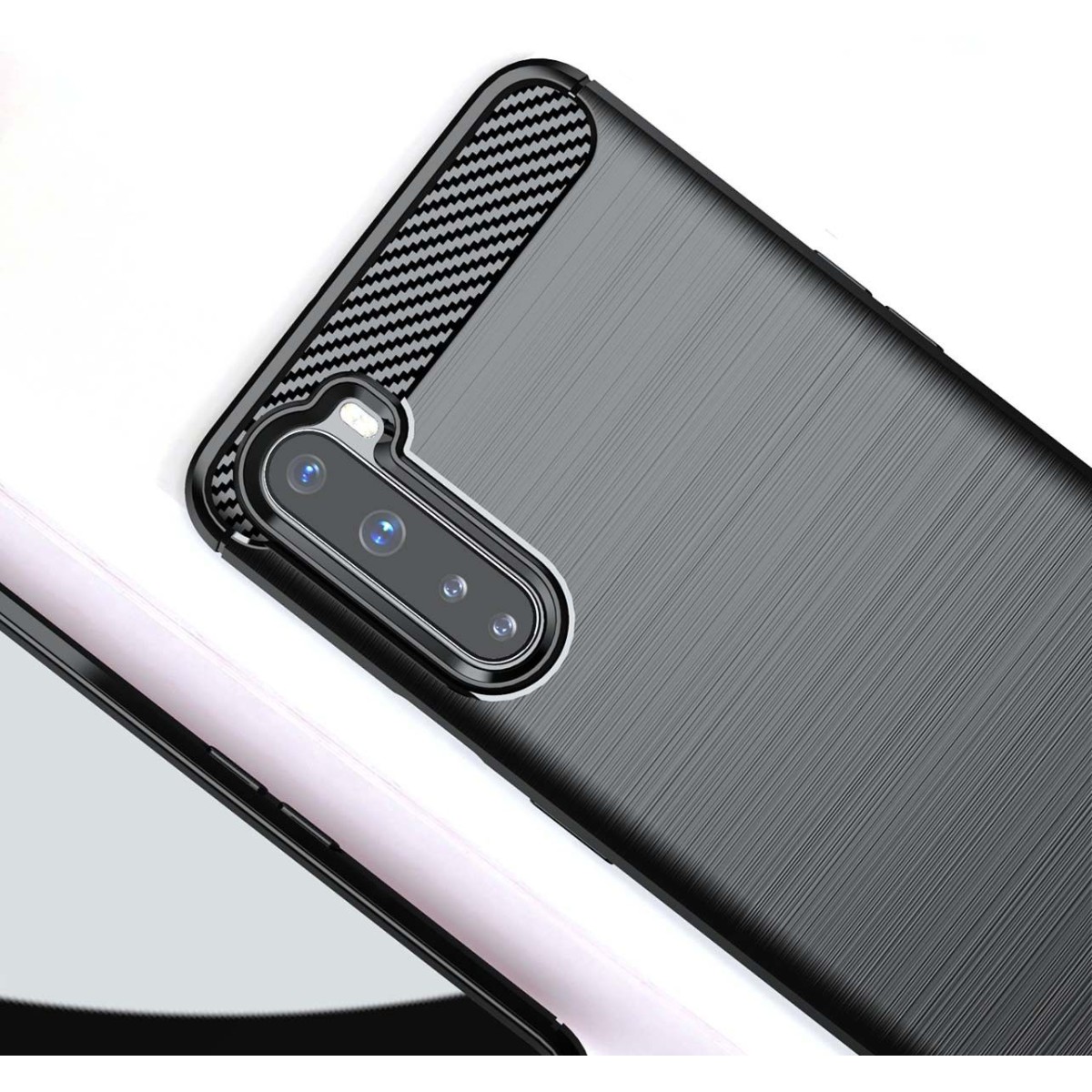 Funda Gel Tpu Tipo Carbon Negra para OnePlus Nord